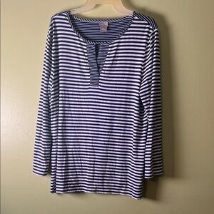 Chico's Navy and White Striped Top